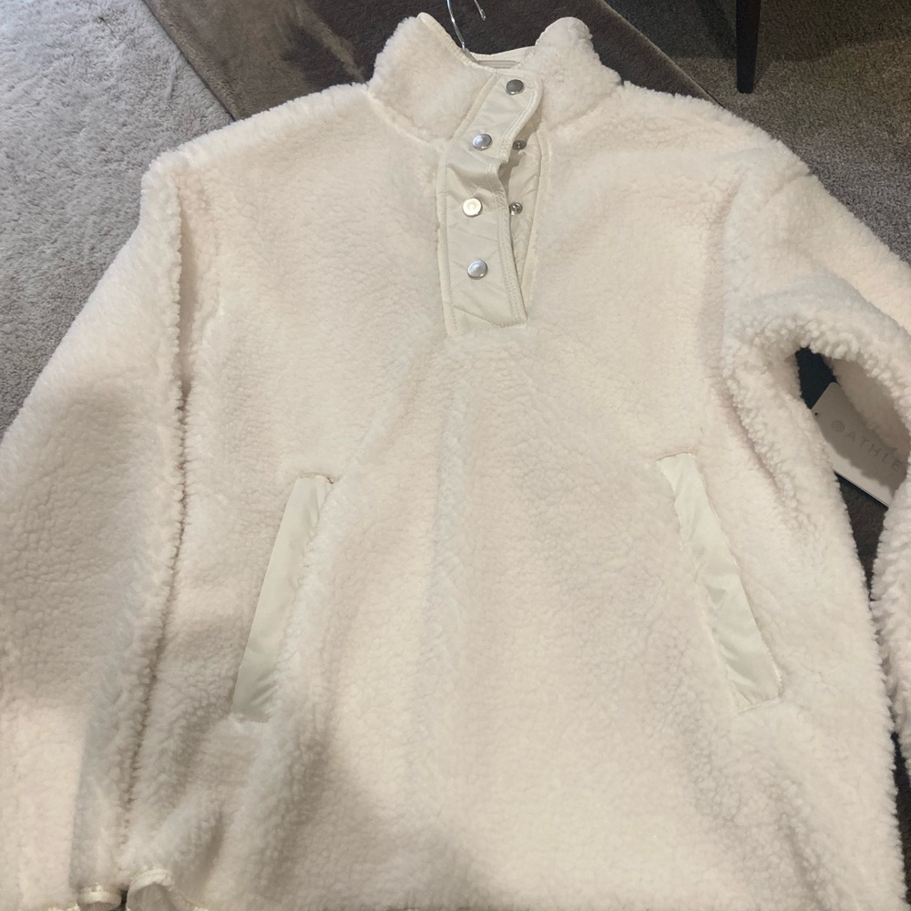 Athleta Sherpa Snap Sweatshirt XXS NWT